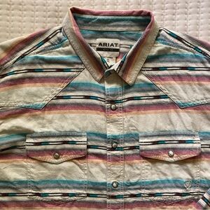 Ariat Long Sleeve Pearl Snap Shirt Mens 2XL Retro Fit Aztec Southwestern Cotton